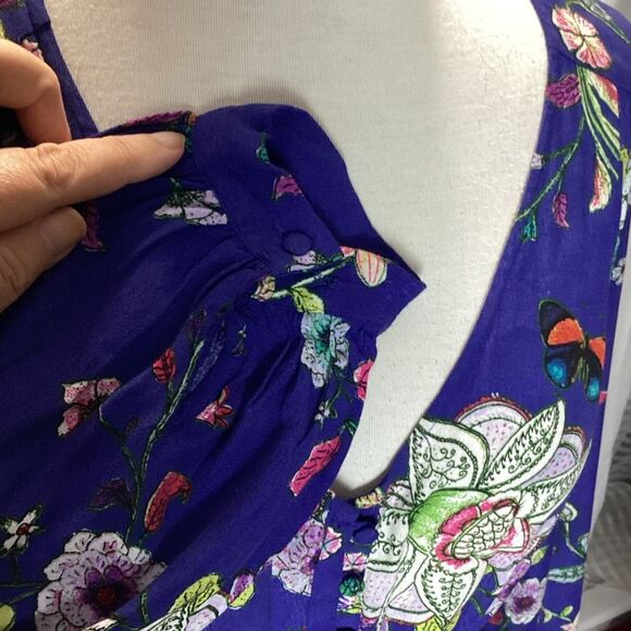 Maeve Anthropologie Maplewood Blue Floral Long Sleeve Button Dress Women’s Small - Picture 8 of 12